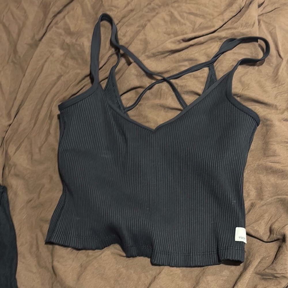 Vuori Black Ribbed Camisole